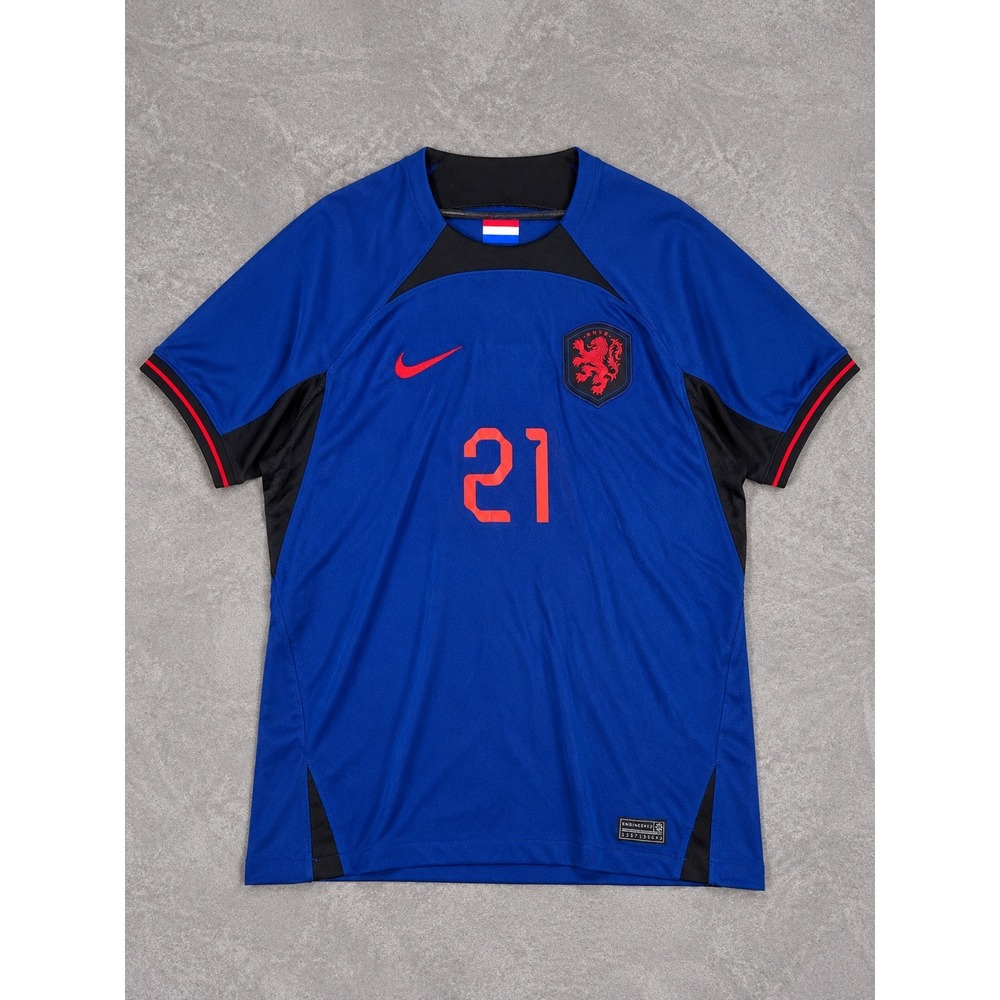Nike Netherlands Soccer Jersey Kit Mens Large Blue Holland Football Away Shirt